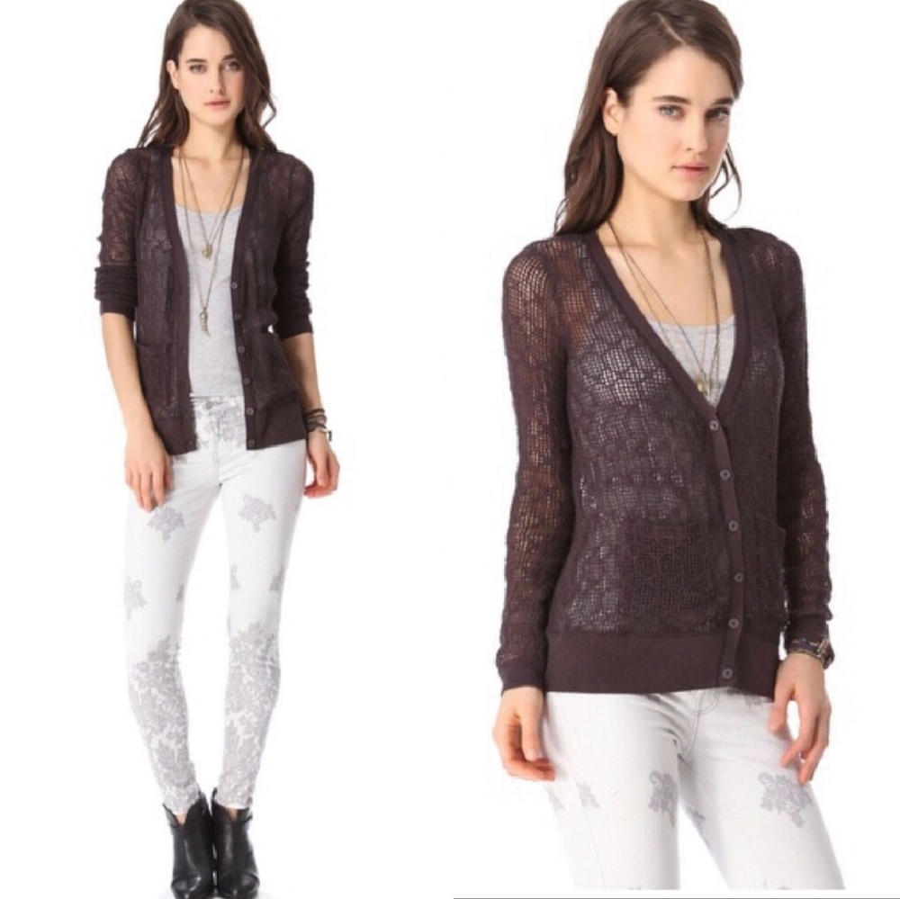 FP Beach Open Knit Cotton Cardigan